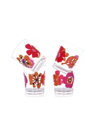Resim Sıa Su Bardağı 4 Lü Set Kırmızı Papatya Desenli 