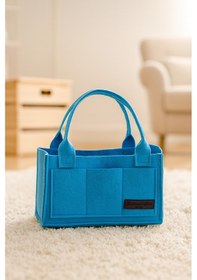 Resim Yunusoğlu Home Mavi Kalın Keçe Anne Bebek Bakım Çantası Yenidoğan İçin Organizer Düzenleyici Mavi 