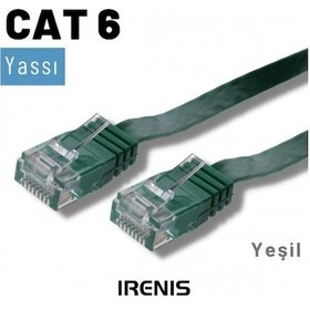 Resim Irenis CAT6 Kablo Yassı Ethernet Network Lan Ağ İnternet Kablosu 3 M Yeşil 