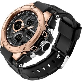 Resim Hanyang Rosegold Sanda Spor Saatler Erkek 2021 Marka Askeri Su Geçirmez Darbeye Dayanıklı Izle Çift Ekran Otomatik Tarih Erkek Dijital Kol Saatleri Reloj (Yurt Dışından) 