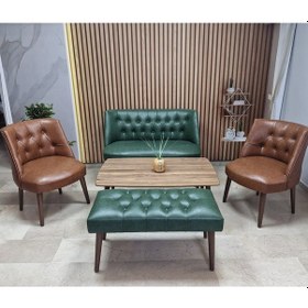 Resim Azra Mobilya Deri Çay Seti Koltuk Takımı Oturma Grubu Cafe Mobilya Ofis-büro Mobilya Balkon Mobilya Yeşil-taba 