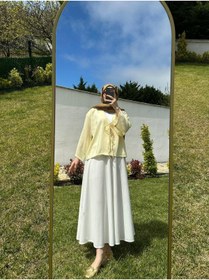 Resim SAMSA önü bağlamalı 2 bağcıklı kimono gömlek modern tesettür şık yeni sezon etek üstü kimono 