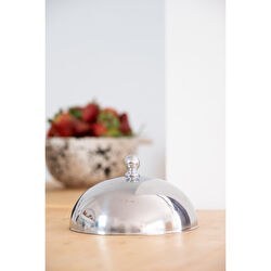 Resim Paslanmaz Çelik Tatlı Pasta Meyve Sunum Fanus – 13 Cm 