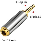 Resim Genel Markalar Stereo 4 Boğum 3.5mm Erkek To 2.5mm Dişi Çevirici Metal Jak 