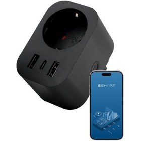 Resim Şımart Akıllı Wi-Fi / USB Type-C Uzaktan Kontrol Akım Korumalı Priz 