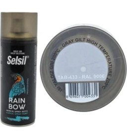 Resim Belle Fusion Mey Ithalat® Selsil Rainbow Akrilik Sprey Boya 200 Derece Isıya Dayanıklı Yaldız Gri 