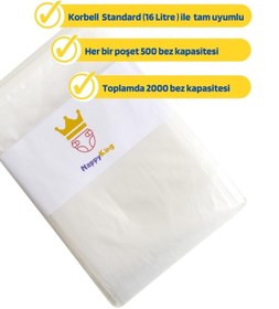 Resim NappyKing Korbell Çöp Poşeti , 15/16lt Uyumlu, 4 Adet - 2.000 Bez Kapasitesi, Kirli Bebek Bezleri Için Ideal 
