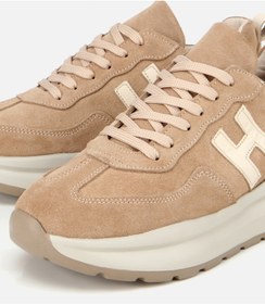Resim Hotiç Kadın Süet Deri Bej Kalın Tabanlı Comfort Spor Ayakkabı 