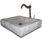 Resim Sipahi Marble Gümüş Traverten Patlatma Lavabo 
