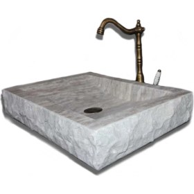 Resim Sipahi Marble Gümüş Traverten Patlatma Lavabo 