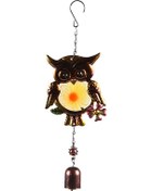 Resim Hfambition Sarı Baykuş Şekilli Metal Ve Cam Boyali Zil Zurna, Stres Azaltıcı Fonksiyonlu, Bahçe/ev Dekorasyonu Beyaz Kutulu 