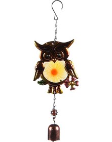 Resim Hfambition Sarı Baykuş Şekilli Metal Ve Cam Boyali Zil Zurna, Stres Azaltıcı Fonksiyonlu, Bahçe/ev Dekorasyonu Beyaz Kutulu 