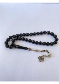 Resim Tesbih Tsbh0275hk 925 Ayar Gümüş Püsküllü Küre Kesim Erzurum Oltu Taşı Tesbih 