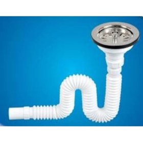 Resim Karışık Körüklü Sifon Lüx Çöp Mak ( Metal Bilyalı ) - Süzgü Ø 110 mm - Ø 32'lik Çıkışlı 