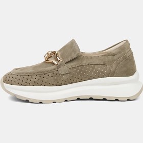 Resim Desa Kadın Yeşil Metal Aksesuarlı Dolgu Topuklu Süet Spor Ayakkabı 