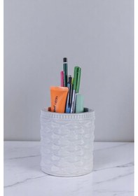 Resim Kalemlik Masa Kalemliği Organizer Kalemlik Beyaz Renk Model 85 Çok Renkli 
