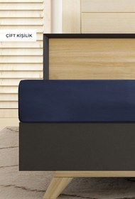 Resim İndigo Çift Kişilik Fitted / Lastikli Pamuk Çarşaf 