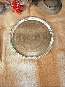 Resim Bakır Kalaylı İşlemeli Tepsi 30 Cm Gümüş 