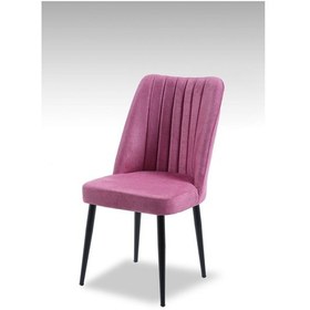 Resim Vento Sandalye - Jerika Pembe- Metal Siyah Ayak 2 Adet - Salon Sandalyesi / Mutfak Sandalyesi Gül Kurusu 