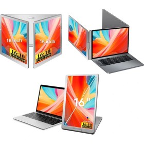 Resim Ultrax 16" Ikili Taşınabilir Monitör Çoklu Ekran 1200P Fhd IPS Sabit Notebook Monitör 