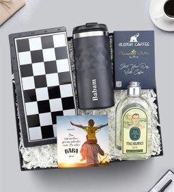 Resim Manyetik Satranç - Tavla - Dama & Kristal Termos & Eyüp Sabri Tuncer Tıraş Kolonyası & Premium Filtre Kahve 