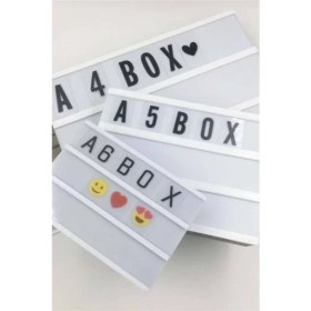 Resim A5 Boyutunda Masa ve Gece Lambası Işıklı Yazı Panosu Lightbox Led Işık Lamba Aydınlatma 96 Adet Harf Rakam ve Sembolleri ile 