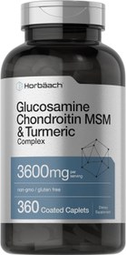 Resim Horbäach Glucosamine Chondroitin MSM 3600 mg 360 Caplets Advanced Formula with Turmeric 