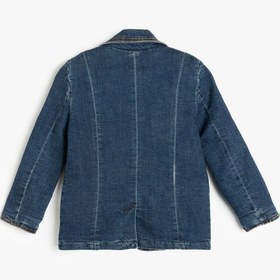Resim Koton Pamuklu Uzun Kollu Cep Detaylı Kruvaze Yaka Denim Ceket Koyu İndigo 5skg20023ad Dark Indigo Koyu İndigo 