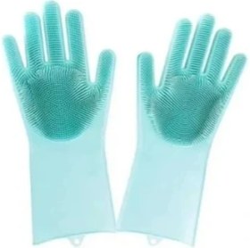 Resim Sihirli Isıya Dayanıklı Silikon Çok Amaçlı Bulaşık Eldiven Fırçası Magic Gloves 