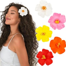 Resim 4 adet/5 adet/6 adet Set Kadınlar için Renkli Basit ve Moda Hawai Çiçek Saç Tokaları 10.16 cm Hibisküs Çiçeği Saç Tokası Yapay Çiçek Saç Tokası Yaz Tatili Parti Plaj Aksesuarları Fotoğraf Çekimleri Takım Toplantıları İçin Dekoratif Saç Süsleri 