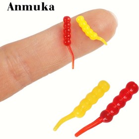 Resim 100 Adet Anmuka Balıkçılık Yumuşak Plastik Yem - Gerçekçi Emme Kancalı Böcek Tarzı Solucanlar, Yüzeyde ve Suda Batan Yemler, Çok Renkli (Sarı/Kırmızı), Tatlısu & Tuzlu Su Balıkçılığı İçin, Segmentli Gövdeli Yüksek Kaliteli Yem, Doğal Görünümlü, Esnek Olta Yemi, Açık Hava Maceralarına Özel, Spor Balıkçılar için 