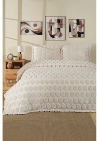 Resim Jakarlı Welsoft Tek Kişilik Yatak Örtüsü Seti 180x240 Cm Perle Ekru 