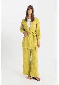 Resim Defacto Relax Fit V Yaka Müslin Kimono C9694AX24SMGN741 Yeşil 