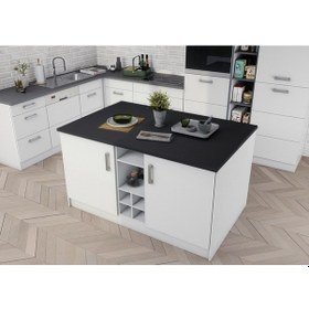 Resim Athena Mutfak Adası -alt Modül 150 Cm Beyaz- Antrasit Tezgah Dahil Beyaz 