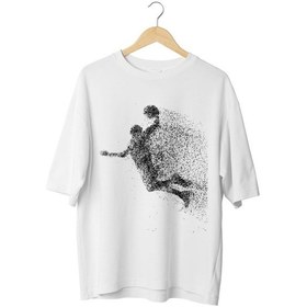 Resim Panda Baskı Tekstil Basketbolcu Tshirt Beyaz 