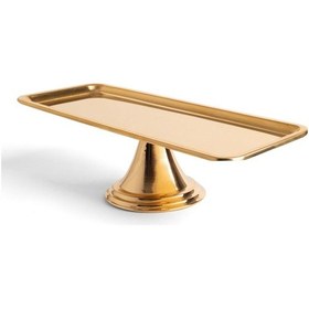 Resim 2'li Gold Dikdörtgen, Ayaklı Şık Kek, Pasta, Kurabiye Ve Tatlı Servis Sunum Standı Gold 