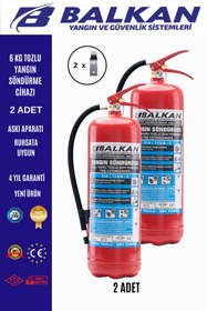 Resim Balkan Ticaret 2 Adet Tozlu Yangın Tüpü 4 Yıllık Ruhsata Uygun (Askı Aparatı) 
