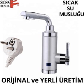 Resim Elektrikli Hızlı Su Isıtıcı, Termal Şofben, Musluk, Gümüş Renk, Pratik ve Güvenilir 
