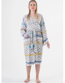 Resim Amos %100 Pamuk Tasarım Bornoz Çok Renkli 