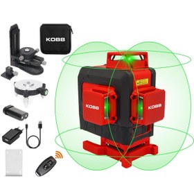 Resim KOBB KBL35G Profesyonel Li-ion Şarjlı 4X360⁰ Otomatik Hizalamalı Yeşil Çapraz Çizgi Lazer Distomat+U 