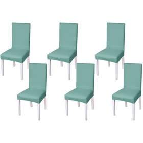 Resim 6lı Balpeteği Desen Likra Kumaşlı Tüylenmez Yikanabilir Sandalye Örtüsü Sandalye Kılıfı Mint 