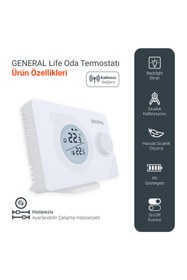 Resim GENERAL Life Mitra 220 Rf Kablosuz Oda Termostatı - Beyaz 