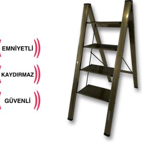 Resim Endokon Katlanır Şık Merdiven Bronz 4 Basamaklı - Alüminyum - Ev - Ofis Merdiveni 