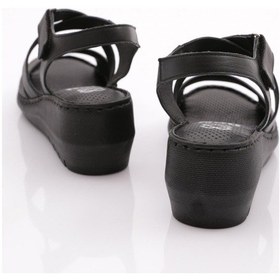 Resim Dgn 1005 Kadin Kalin Topuk Cirtli Sandalet 1005-2495-R1534 Siyah 