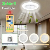 Resim 2-in-1 Fan+Işık Tavan Lambası, 3 Hızlı Parlaklık | Modern Tavan Fanı ile 3 Zaman Ayarı, E27 Tabanı, Mutfak, Yatak Odası, Depo ve Küçük Odalar için Mükemmel, İdeal Tatil Dekorasyonu, İç Mekan Tavan Fanı 
