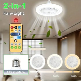 Resim 2-in-1 Fan+Işık Tavan Lambası, 3 Hızlı Parlaklık | Modern Tavan Fanı ile 3 Zaman Ayarı, E27 Tabanı, Mutfak, Yatak Odası, Depo ve Küçük Odalar için Mükemmel, İdeal Tatil Dekorasyonu, İç Mekan Tavan Fanı 