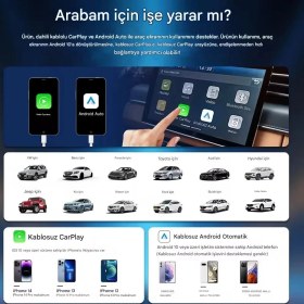 Resim Carlinkit Tbox Lite S Kablosuz Carplay 4gb Ram 32GB Rom Android Youtube Netflix Hareket Halinde Video Oynatma 