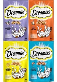Resim Dreamies Ördek - Tavuk - Peynir - Somonlu Kedi Ödül Maması 4 x 60 G 
