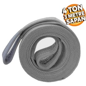 Resim Badem10 Sapan Polyester Spanzet 4 Ton 3 Metre Gri Sağlam Yük Kaldırma Taşıma İndirme Halat 