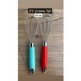 Resim 2 Adet 25 cm Paslanmaz Çelik Metal Çırpma Teli – Yumurta, Kek ve Hamur Karıştırma 